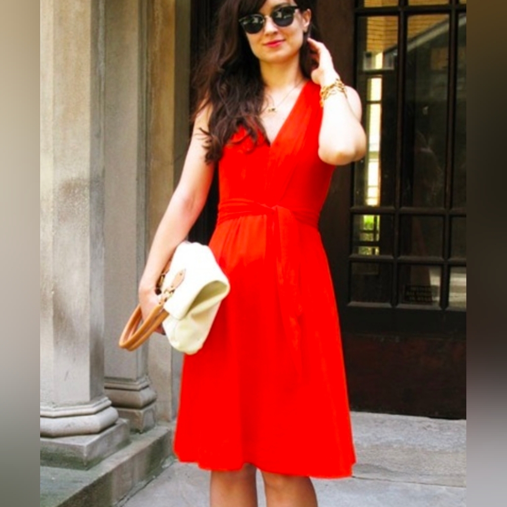 J Crew Sleeveless Orange Midi Dress